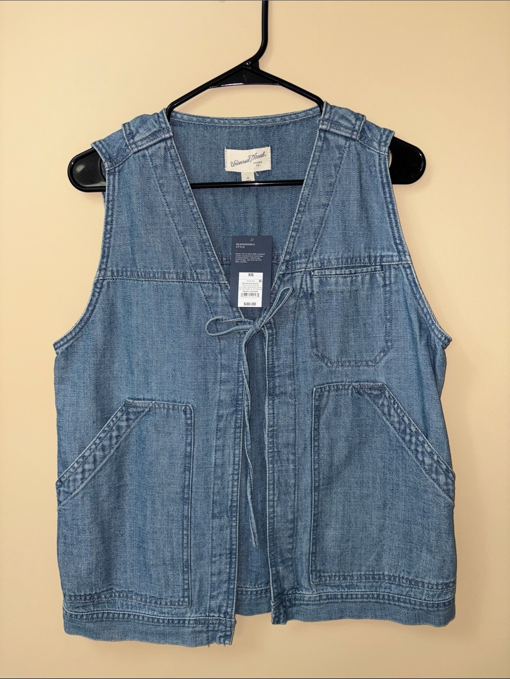 NWT universal thread Denim Tie-Front Vest in Light Blue